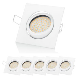 Sweet led® 6 x led flat recessed design 320 lumen 3.5 w 230 V stainless steel look round – square swivelling spotlights.