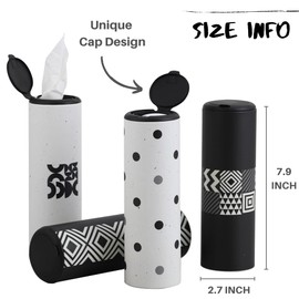Car Tissue Holder with Facial Tissues Bulk - 4 PK Car Tissues Cylinder with Cap, Tissue Holder for Car, Travel Tissues for Car Cup Holder, Refill Car Tissue Box Round Container