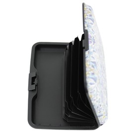 Lightweight Aluminium Card Holder with RFID Blocking, Hard Case Credit Card Wallet for Women, Slim and Sturdy Card Organizer with Expandable Pockets for Up to 6 Cards (Navy Blue - William Morris)