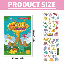 SoeUyd 3 Stück Stickerbuch ab 2 Jahre, Wiederverwendbare Stickerbücher, Stickerbuch Wiederverwendbar für Kinder 2-4 Jährige, Einhorn, Dinosaurier-Welt, Traum von Schönheit Pädagogische Lerngeschenke