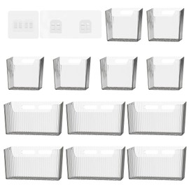 12 Pcs Storage Organizer Bins Wall Mounted Organizer Basket,Wall Organization Container Hanging Basket Bins for Bathroom Kitchen Pantry