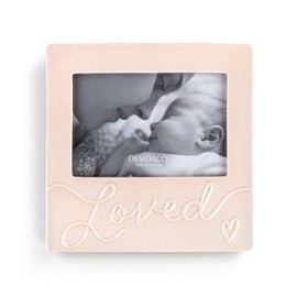 DEMDACO Loved 8 x 8 Inch Ceramic Wall or Tabletop Frame Pink Holds 4 x 6 Inch Photo