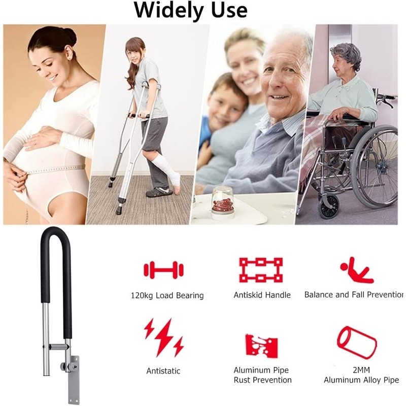 Tuntrol 2pcs 23.6 inch Foldable Handicap Grab Bars with Anti