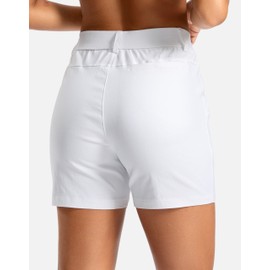 SANTINY Women's 5" Hiking Golf Shorts Quick Dry Stretch Casual Work Shorts with Pockets for Women Walking Travel Summer (White_S)