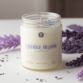 Dried Lavender Soy Candle Lavender Meadow | Strong Scented Aromatherapy Calming Candle | Mother's Day Gift - 8 oz.