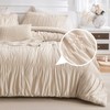 Masaca King Size Comforter Set(106"x95"),Wheat Ruched Bedding Comforter,Farmhouse Shabby Boho