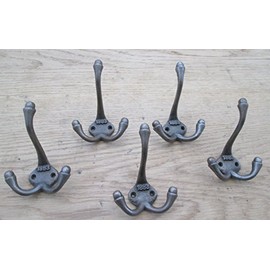 Ironmongery World 5 X 1883 Classic Antique Style Triple Coat Hook Cast Iron Hat Rack Hanger