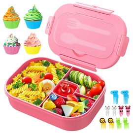 Lunch Box Kids Bento Box - 1300ML Ideal Leak Proof Bento Lunch Box for Kids School Lunchbox for Teens Boys Girls, Lunch Box Snack Containers with Utensil (Lunch Box-Pink)