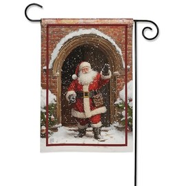 Studio M Double Sided Christmas Holiday Outdoor Flag Decoration for Landscaping, Gardens, and Yards, Standard 13 x 18 Inch Fade Resistant Solar Silk Polyester Fabric Red and White Vintage Santa