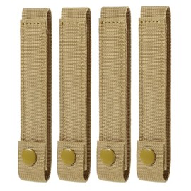 4 Pack Molle Straps with Snaps 6 inch, Tactical Mod Strap Molle Webbing Straps, Military Backpack Vest Molle Accessories Snap Strap, Nylon Thumb Snaps Straps Molle Panel Connectors (Tan)
