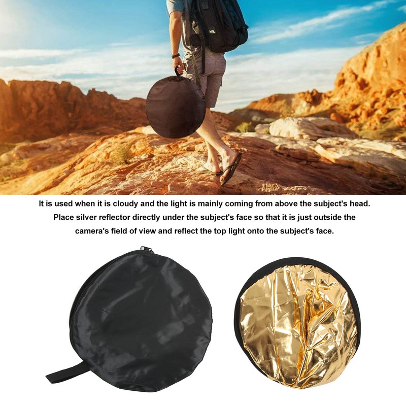 Silver Gold 2 In 1 Reflector Portable Mini Round Light