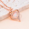 CiNily Heart Opal Pendant Necklace for Women Silver Plated Rose
