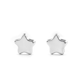 9ct White Gold Star Baby Earrings