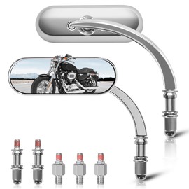Motorcycle Mirrors for Handlebars - Oval Shape Mini Chrome Sportster Rear View Mirror M10 for Harley Sportster XL 883 1200 Road King V-Rod Street Glide Electra Glide Dyna Softail 1990-2025 Accessories