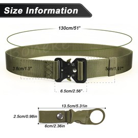 YUZHEDM Tactical Belt Quick Release Men's Approx. 130 cm Tactical Service Belt Nylo with Kettle Buckle Tactical Belt Tactical Belt Tactical Belt Men's (Army Green), Army Green