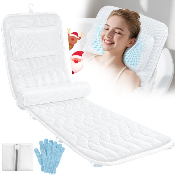 Upgraded Thick Bath Pillow,Full Body Bathtub Pillow with Adjustable Lumbar