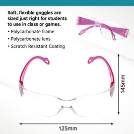 Science Safety Goggles for Kids Children, Comfortable and Anti Scratch and Impact Safety Goggles, Crystal Clear Eye Protection, Polycarbonate Material 2 Colors - 1 Goggle Per Order, Fuchsia