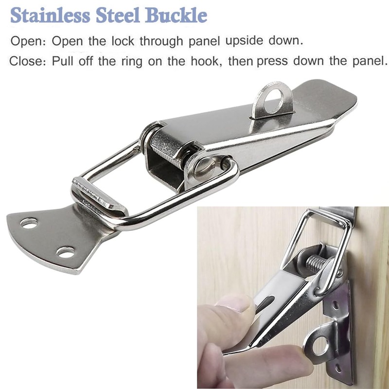 Litensh 4PCS Stainless Steel Tension Clasp with Hole for Padlock,