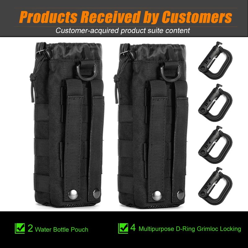Upgraded Tactical Drawstring Molle Water Bottle Holder Tactical Pouches (NEW-2P
