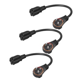 DEWENWILS 360° Rotating Flat Plug Extension Cord 1 Foot, 14/3 Gauge 3 Prong Grounded Wire, 15A/1875W Heavy Duty Power Cord, Space-Saving Size for Indoor Narrow Space, ETL Certified, 3-Pack (Black)
