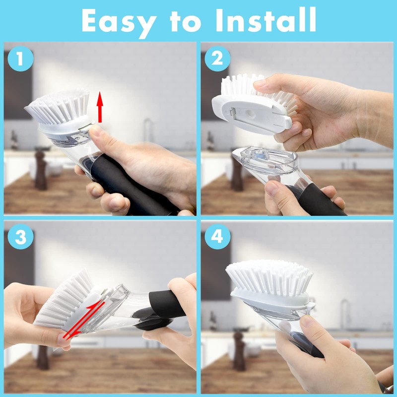 Dish Brush Refill, 4 Pack Dish Brush Replacement Head for