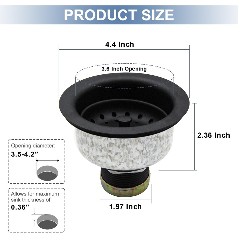 ZM Kitchen Sink Stainless Steel Deep Locking Basket Strainer with