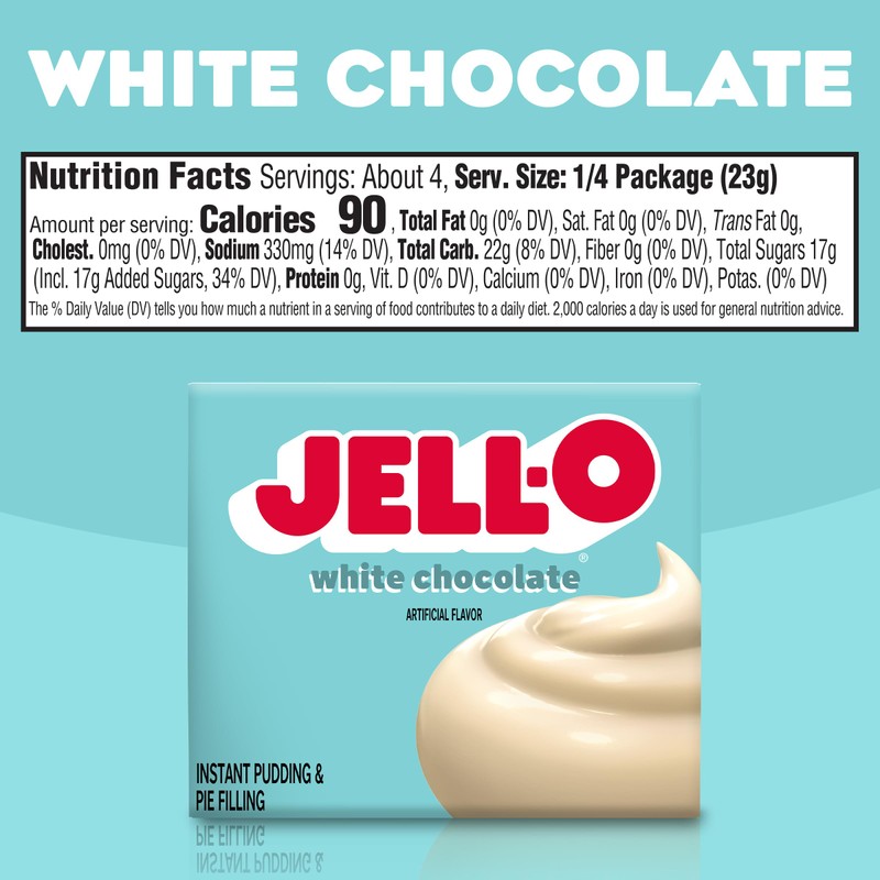 Jell-O Instant Pudding and Pie Filling, White Chocolate, 3.3 OZ