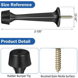 24 Pack Door Stop Heavy Duty Solid Rigid Door Stoppers with Soft Rubber Tip Wall Mount Door Stoppers for Bottom of Door (Black)