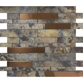 Weimeisc 10 Sheets Peel and Stick Backsplash Tile for Kitchen, Self-Adhesive Mosaic Tile, Stick on Bathroom Vanities，Fireplace Décor, Laundry Table(11.25" X 12.7") (Rusty Stone Pattern)