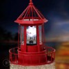 LED Solar Powered Lighthouse, 360 Degree Rotating Lamp Courtyard Decoration