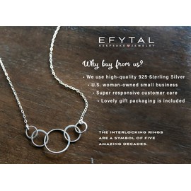 EFYTAL EFYTAL 50th Birthday Gifts for Her 1975, Sterling Silver 5 Circle Necklace, Cool Gifts for 50 Year Old Woman, Happy 50th Birthday Gift for Women