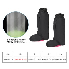 PATIKIL Waterproof Shoe Covers, Zipper Rain Shoe Cover Snow Boot Covers Protective Overshoes for Outdoor Activities, XS, Black