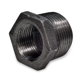1/2" x 3/8" BLACK MALLEABLE IRON HEX BUSHING reducer reducing fitting pipe npt HQ