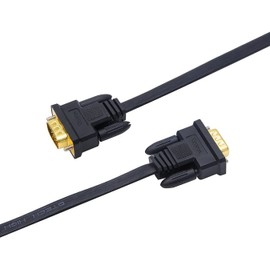DTech 10m VGA Cable Ultra Thin Flat Computer Monitor Cable Long 32 Feet Male to Male 15-Pin Male Standard SVGA Cable Black