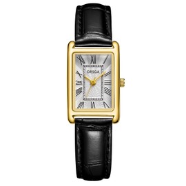 CIVO Ladies Watches for Women Black: Waterproof Leather Strap Analog Wrist Watch - Small Vintage Square Face