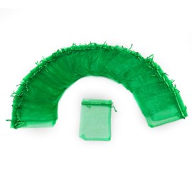 Bezall 50Pcs Christmas Organza Bags 4x6 Inch, Green Sheer Drawstring Jewelry Candy Pouches Wedding Party Favor Gift Bags