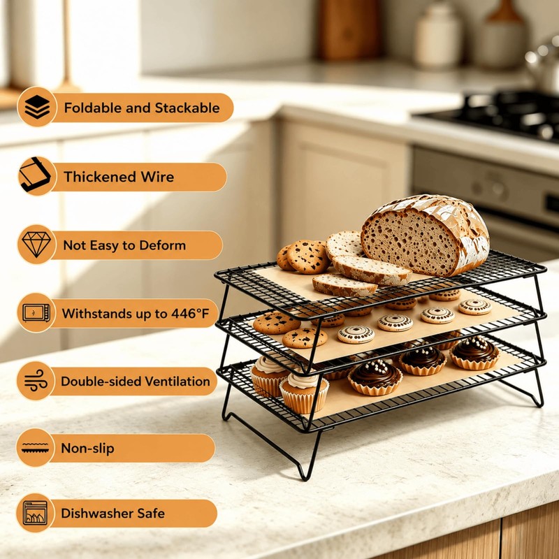 Lanxiu Cooling Racks for Cooking and Baking, 3 Tier Baking