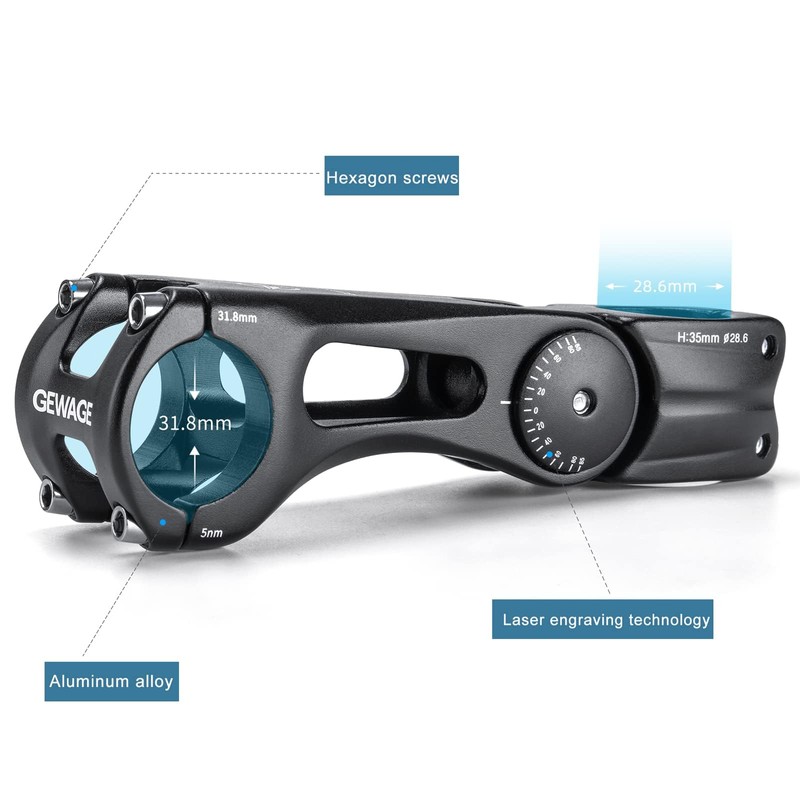 Bike Bicycle Stem - -75 ~ + 50 Degree Adjustable