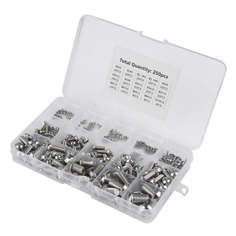 Tornillos y Tuercas Acero Inoxidable 250PCS M2 M2.5 M3 M4