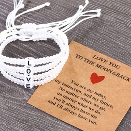 YIHOON Heart Love Letter Initial Matching Couple Bracelets for Women Teen Gifts Best Friend Graduation Birthday Gifts A-Z Braided Bracelet Son Daughter Father's Day Dad Jewelry, One Size, Polyester