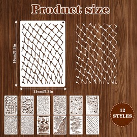 Pack of 12 Geometric Textures Stencils Painting, Reusable Craft Items, Stencil, DIY Stencils, Textile Design, for Scrapbooking, Wood, Wall and Tile Painting and Other Craft Projects