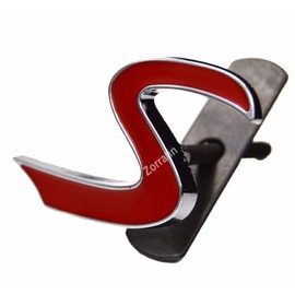 Metal Red S Lettering Front Grille Grill Chrome w/Mount Emblem Badge for MINI Cooper R50 R53 R55 R56 R57 R59 F56 F55