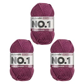 myboshi No.1 Wool for Crochet and Knitting, Quick Knitting Yarn, Durable Hat Wool, Knitting Wool, Crochet Wool, Mulesing-Free, 50 g, LL 55 m Purple (Blackberry) 3 Balls