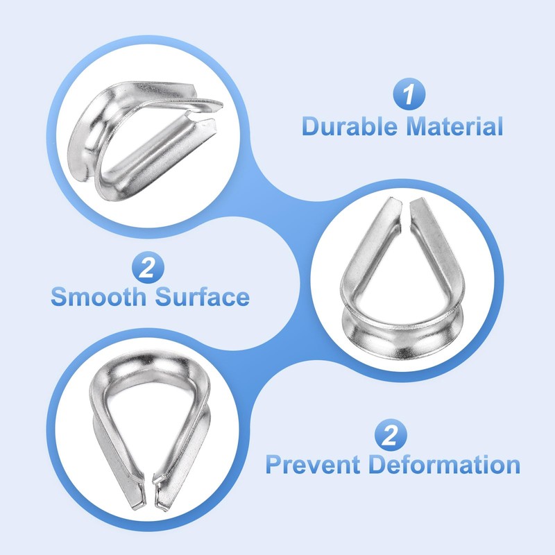 sourcing map Rope Thimble 3/16"(5mm) Diameter M5 Stainless Steel Wire