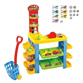 Playgo Battery Operated My Supermarket & Trolley Set (76 Piece) Pretend Play Children Shopping Activities