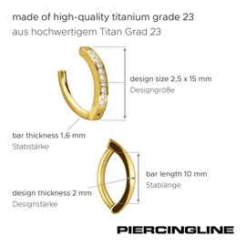 PIERCINGLINE Titanium Belly Button Clicker Bow with Crystals Belly Button Piercing Banana Bell Belly Piercing 4 Stylish Colours, Titanium