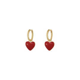 Heart Love Hoop Earrings for Women Cute Enamel Heart Dangle Drop Small Huggie Earrings for Women Dainty Birthday Valentines Day Jewelry for Her (red)
