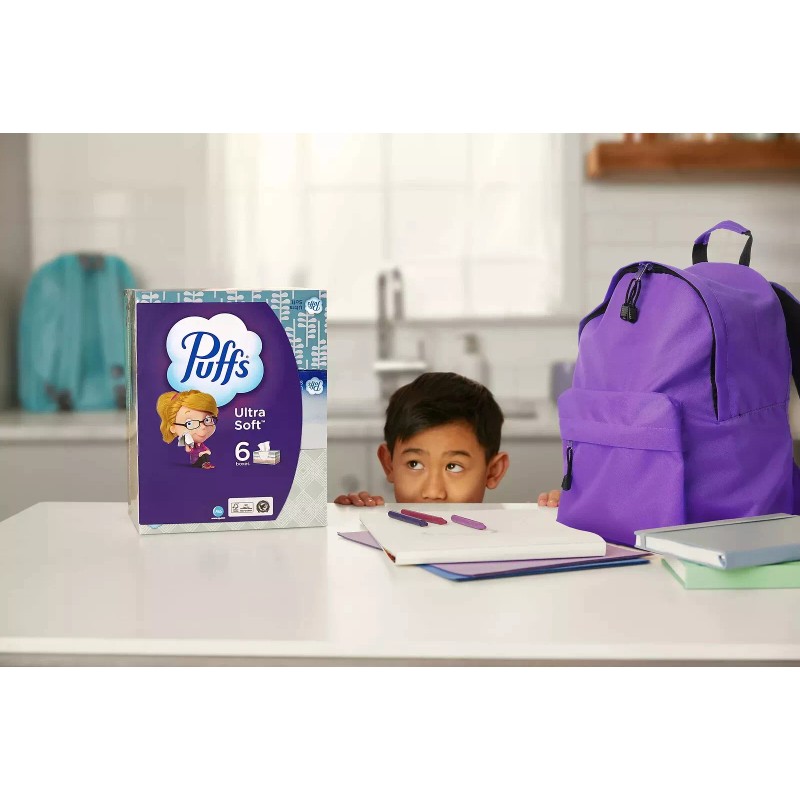 Puffs Ultra Soft Facial Tissues, 8 Family Size Box, 124