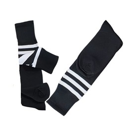 4pk of Stripe Socks Football Sports Stretchy Compression Non-slip Knee High Tube Soccer Athletic Long Multi color Stripe design for Men Women Teens unisex (Black)
