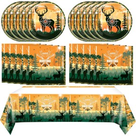 Zempertoopa Hunting Birthday Party Decorations, Hunting Camouflage Party Paper Plates, Birthday Party Decorations, Party Tableware Set, Theme Party Tableware Set (A)